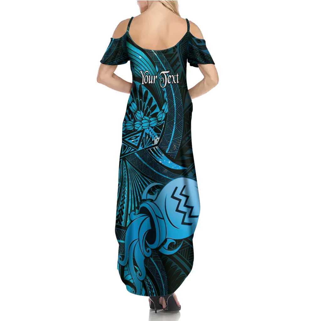 Personalised Polynesia Zodiac Aquarius Summer Maxi Dress Galaxy Polynesian Pattern Chest Tattoo Style