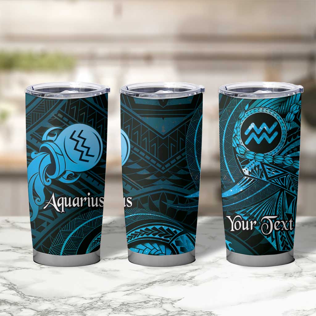 Personalised Polynesia Zodiac Aquarius Tumbler Cup Galaxy Polynesian Pattern Chest Tattoo Style