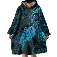 Personalised Polynesia Zodiac Aquarius Wearable Blanket Hoodie Galaxy Polynesian Pattern Chest Tattoo Style