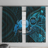 Personalised Polynesia Zodiac Aquarius Window Curtain Galaxy Polynesian Pattern Chest Tattoo Style