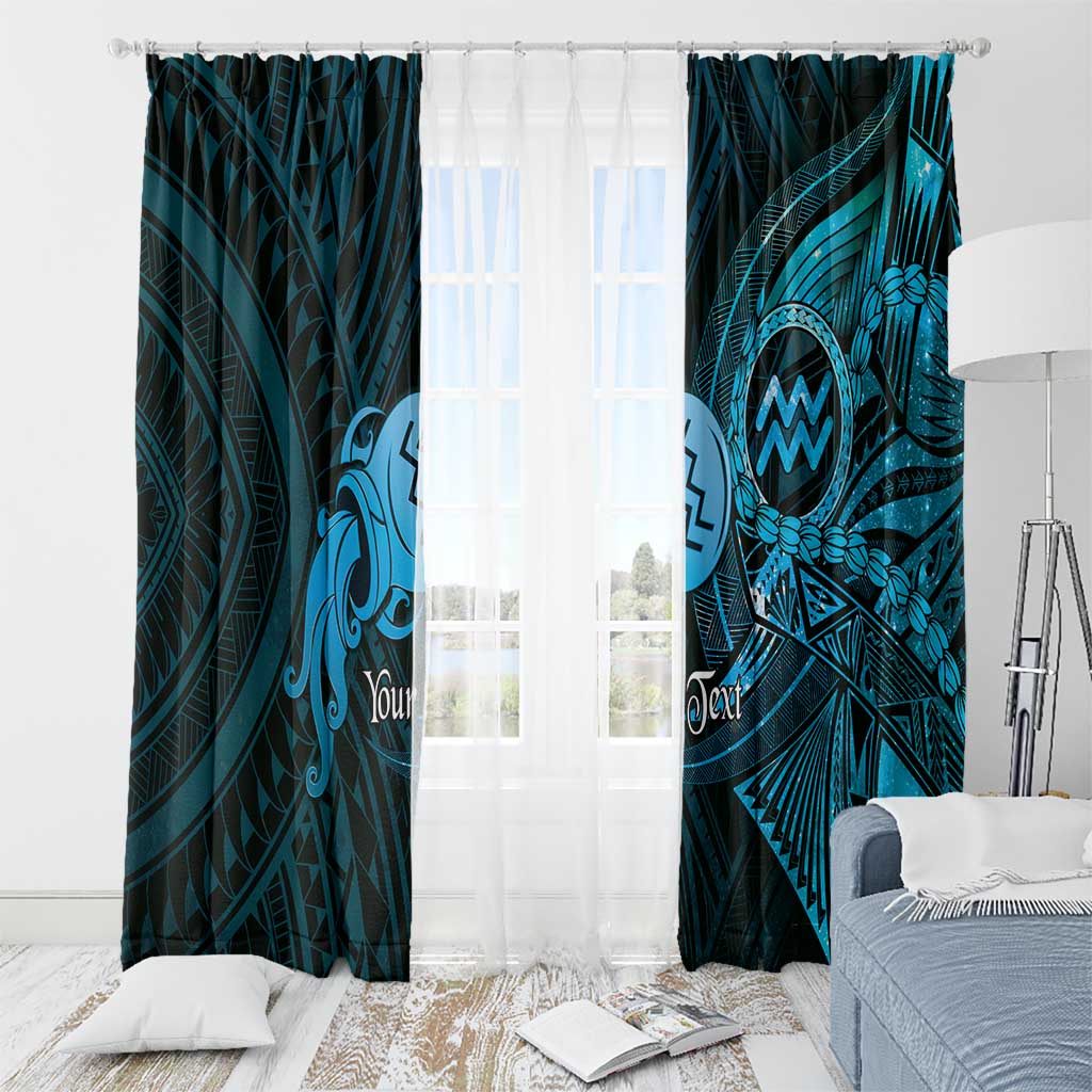 Personalised Polynesia Zodiac Aquarius Window Curtain Galaxy Polynesian Pattern Chest Tattoo Style