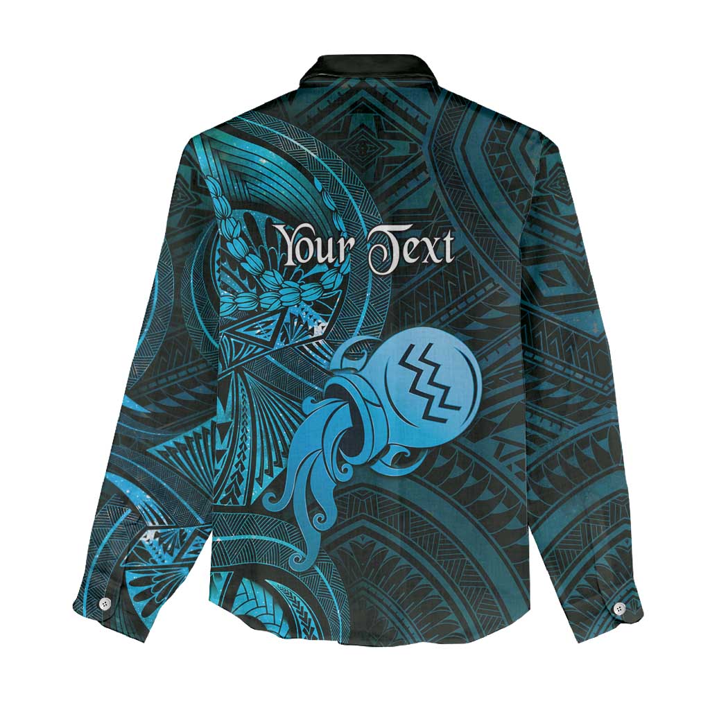 Personalised Polynesia Zodiac Aquarius Women Casual Shirt Galaxy Polynesian Pattern Chest Tattoo Style