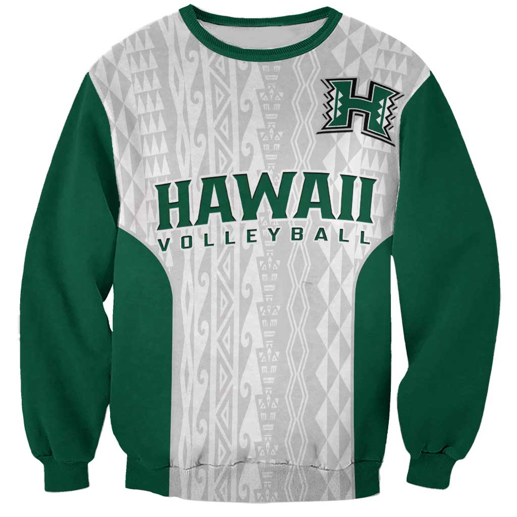 Hawaii Volleyball Sweatshirt Hawaiian Kakau White Style LT14 Unisex White - Polynesian Pride