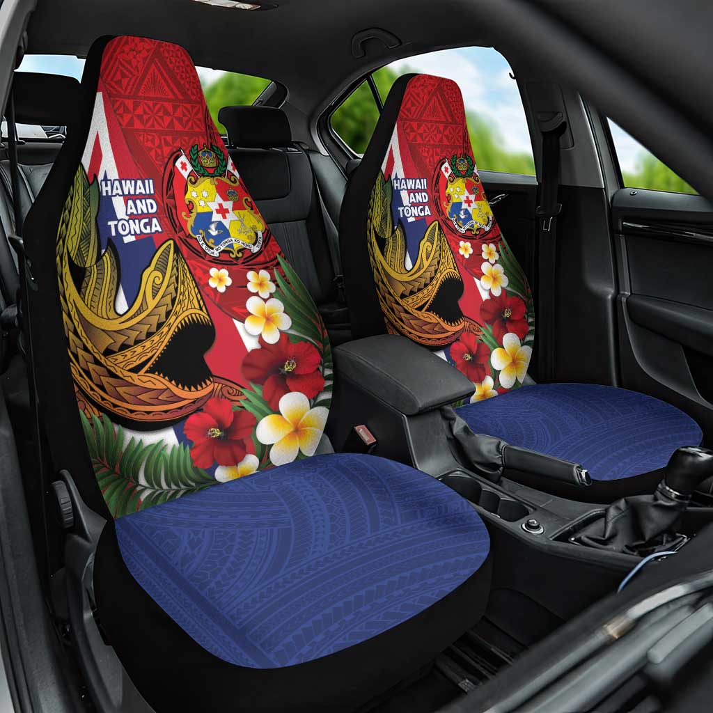 Hawaii And Tonga Car Seat Cover Shark Tattoo With Tongan Coat Of Arms