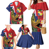 Hawaii And Tonga Family Matching Mermaid Dress and Hawaiian Shirt Shark Tattoo With Tongan Coat Of Arms LT14 - Polynesian Pride
