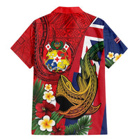 Hawaii And Tonga Family Matching Mermaid Dress and Hawaiian Shirt Shark Tattoo With Tongan Coat Of Arms LT14 - Polynesian Pride