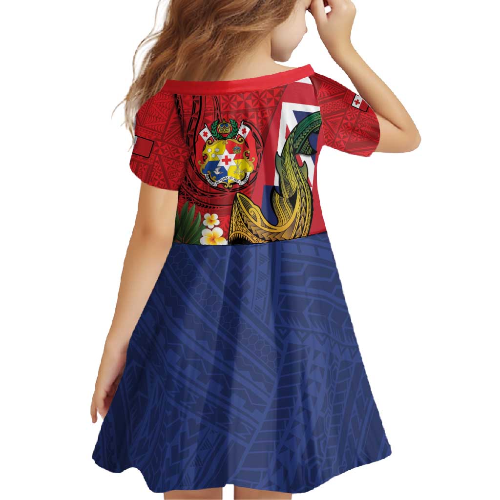 Hawaii And Tonga Family Matching Off Shoulder Maxi Dress and Hawaiian Shirt Shark Tattoo With Tongan Coat Of Arms LT14 - Polynesian Pride