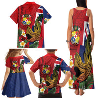 Hawaii And Tonga Family Matching Tank Maxi Dress and Hawaiian Shirt Shark Tattoo With Tongan Coat Of Arms LT14 - Polynesian Pride