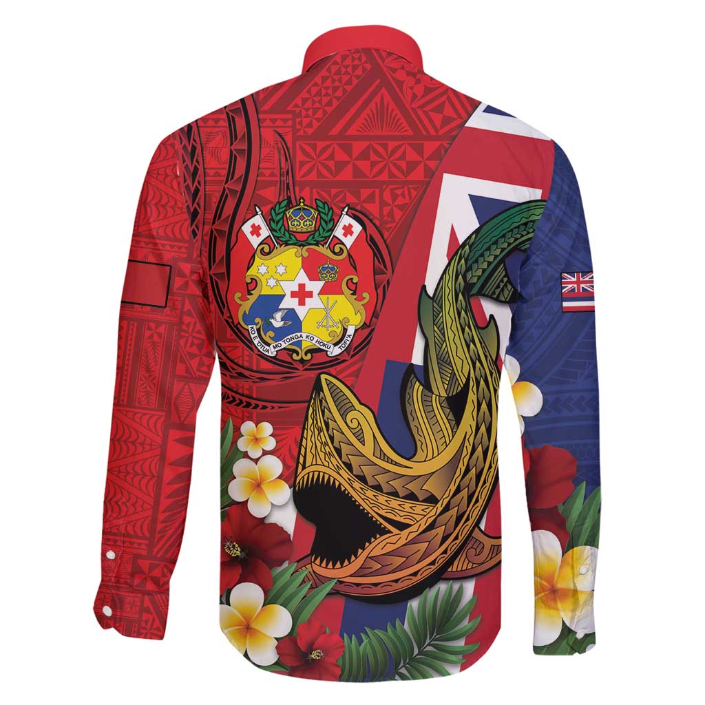 Hawaii And Tonga Family Matching Tank Maxi Dress and Hawaiian Shirt Shark Tattoo With Tongan Coat Of Arms LT14 - Polynesian Pride