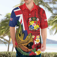 Hawaii And Tonga Hawaiian Shirt Shark Tattoo With Tongan Coat Of Arms