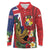 Hawaii And Tonga Long Sleeve Polo Shirt Shark Tattoo With Tongan Coat Of Arms