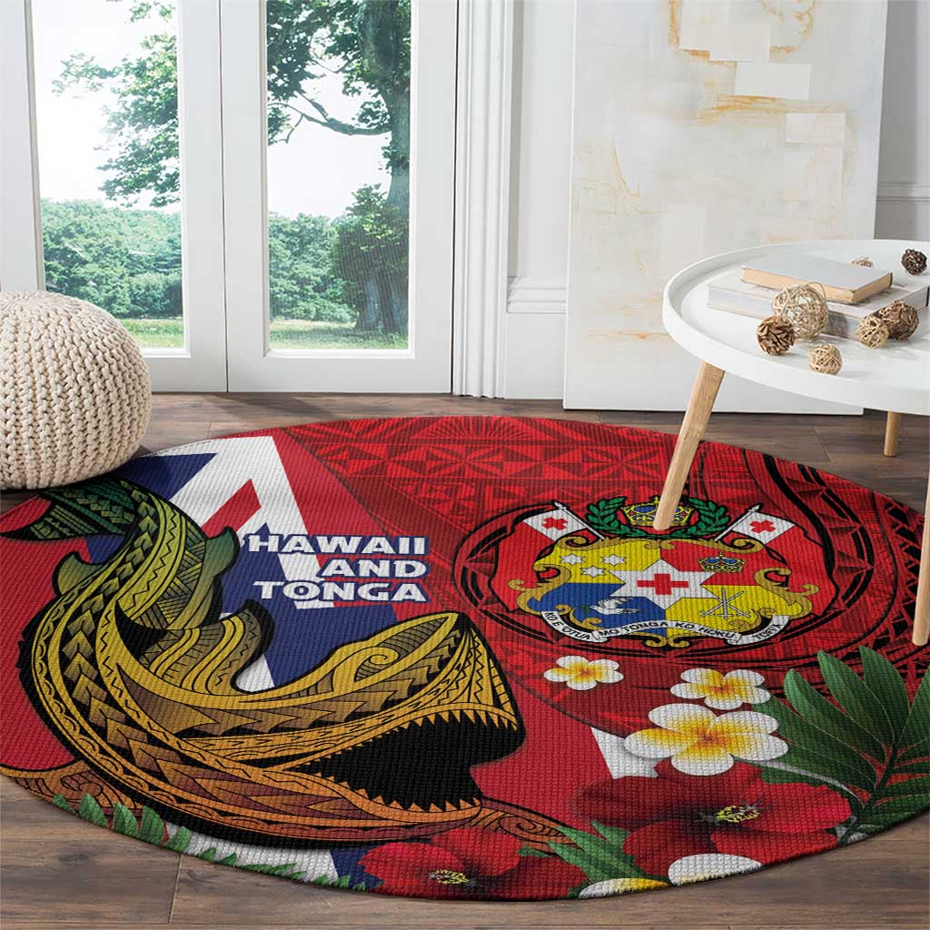 Hawaii And Tonga Round Carpet Shark Tattoo With Tongan Coat Of Arms