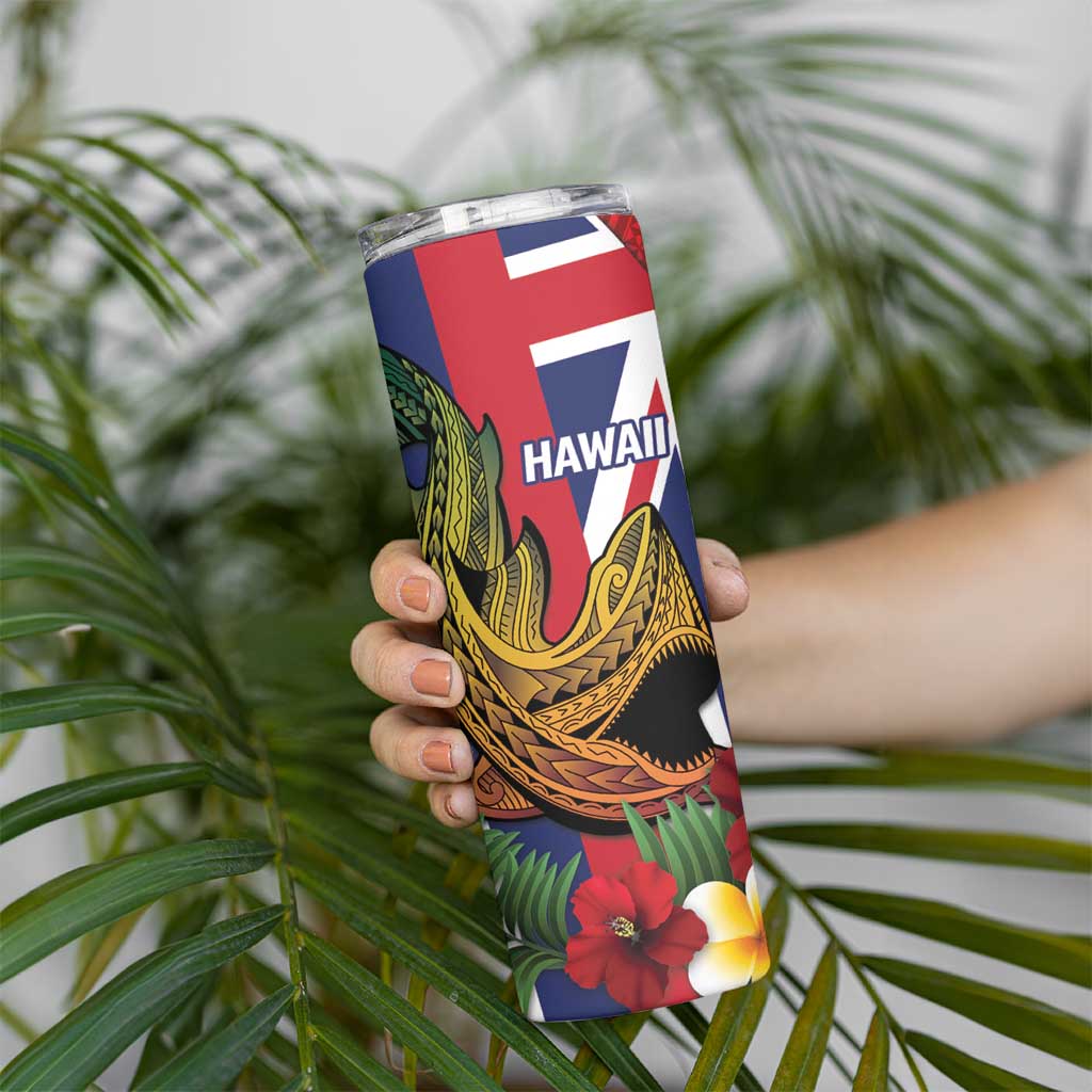 Hawaii And Tonga Skinny Tumbler Shark Tattoo With Tongan Coat Of Arms LT14 - Polynesian Pride