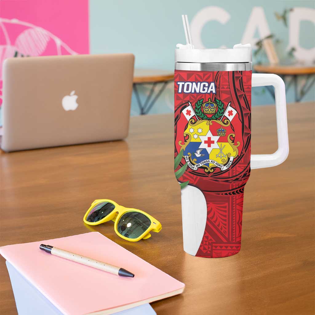 Hawaii And Tonga Tumbler With Handle Shark Tattoo With Tongan Coat Of Arms