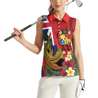 Hawaii And Tonga Women Sleeveless Polo Shirt Shark Tattoo With Tongan Coat Of Arms