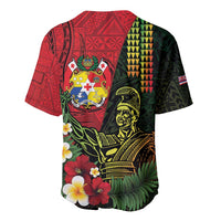 Hawaii And Tonga Baseball Jersey King Kamehameha Tribal Ngatu Pattern LT14 - Polynesian Pride