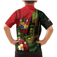 Hawaii And Tonga Family Matching Mermaid Dress and Hawaiian Shirt King Kamehameha Tribal Ngatu Pattern LT14 - Polynesian Pride