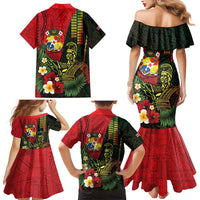 Hawaii And Tonga Family Matching Mermaid Dress and Hawaiian Shirt King Kamehameha Tribal Ngatu Pattern LT14 - Polynesian Pride