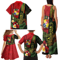 Hawaii And Tonga Family Matching Tank Maxi Dress and Hawaiian Shirt King Kamehameha Tribal Ngatu Pattern LT14 - Polynesian Pride