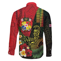 Hawaii And Tonga Family Matching Tank Maxi Dress and Hawaiian Shirt King Kamehameha Tribal Ngatu Pattern LT14 - Polynesian Pride