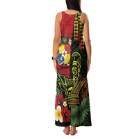 Hawaii And Tonga Family Matching Tank Maxi Dress and Hawaiian Shirt King Kamehameha Tribal Ngatu Pattern LT14 - Polynesian Pride