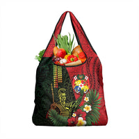 Hawaii And Tonga Grocery Bag King Kamehameha Tribal Ngatu Pattern