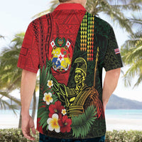 Hawaii And Tonga Hawaiian Shirt King Kamehameha Tribal Ngatu Pattern