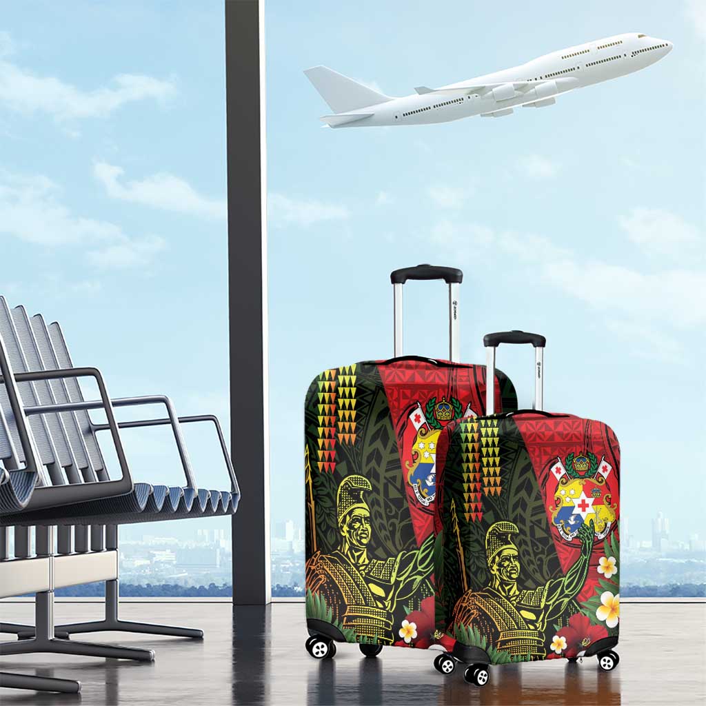 Hawaii And Tonga Luggage Cover King Kamehameha Tribal Ngatu Pattern