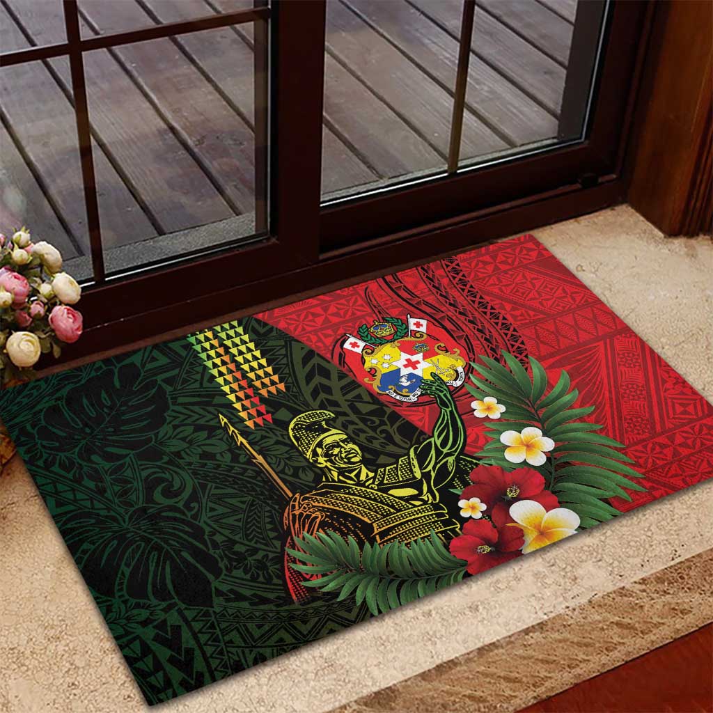 Hawaii And Tonga Rubber Doormat King Kamehameha Tribal Ngatu Pattern