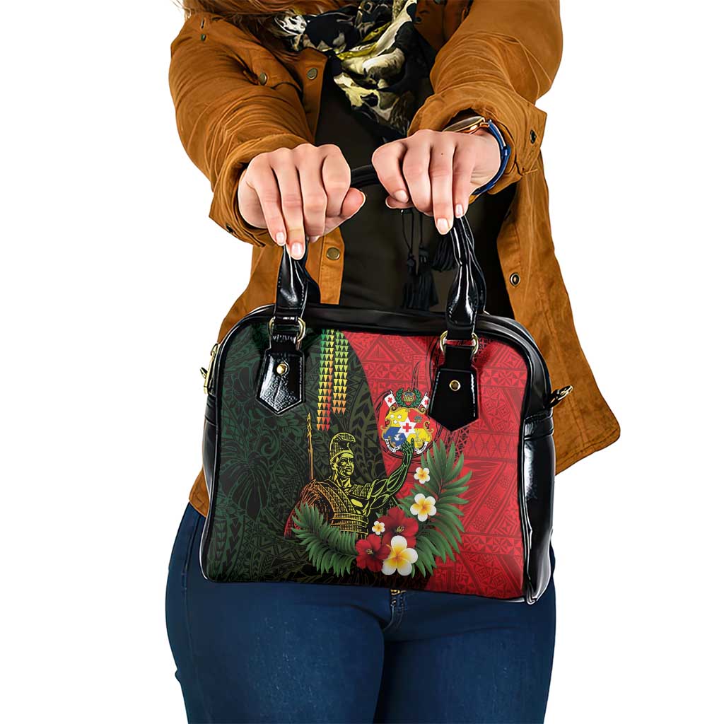 Hawaii And Tonga Shoulder Handbag King Kamehameha Tribal Ngatu Pattern