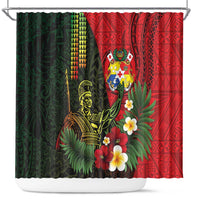 Hawaii And Tonga Shower Curtain King Kamehameha Tribal Ngatu Pattern LT14 Red - Polynesian Pride
