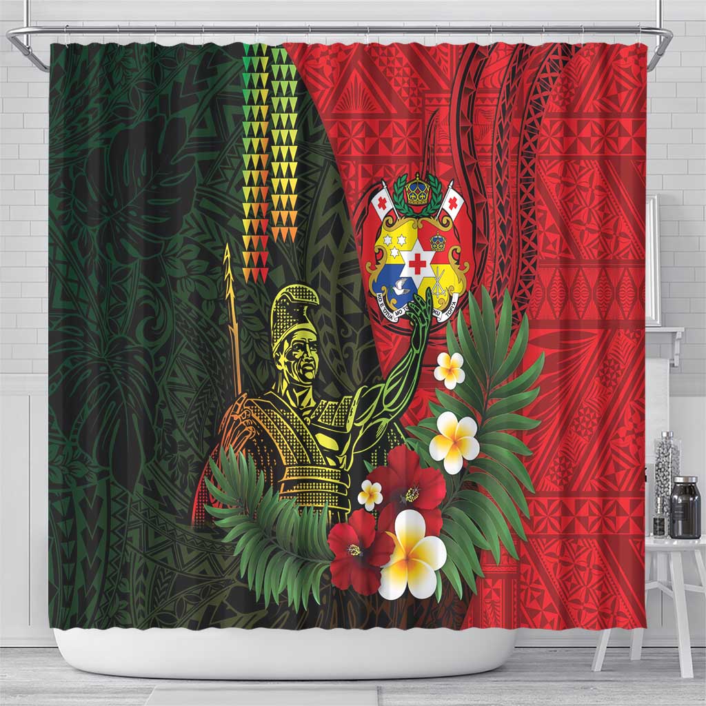 Hawaii And Tonga Shower Curtain King Kamehameha Tribal Ngatu Pattern LT14 - Polynesian Pride