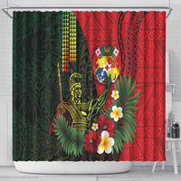 Hawaii And Tonga Shower Curtain King Kamehameha Tribal Ngatu Pattern LT14 - Polynesian Pride