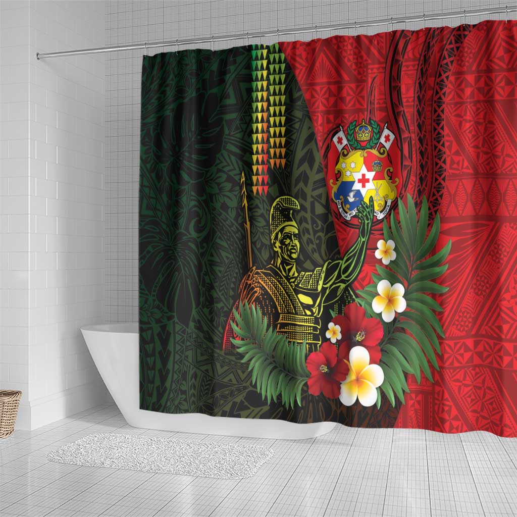 Hawaii And Tonga Shower Curtain King Kamehameha Tribal Ngatu Pattern LT14 - Polynesian Pride