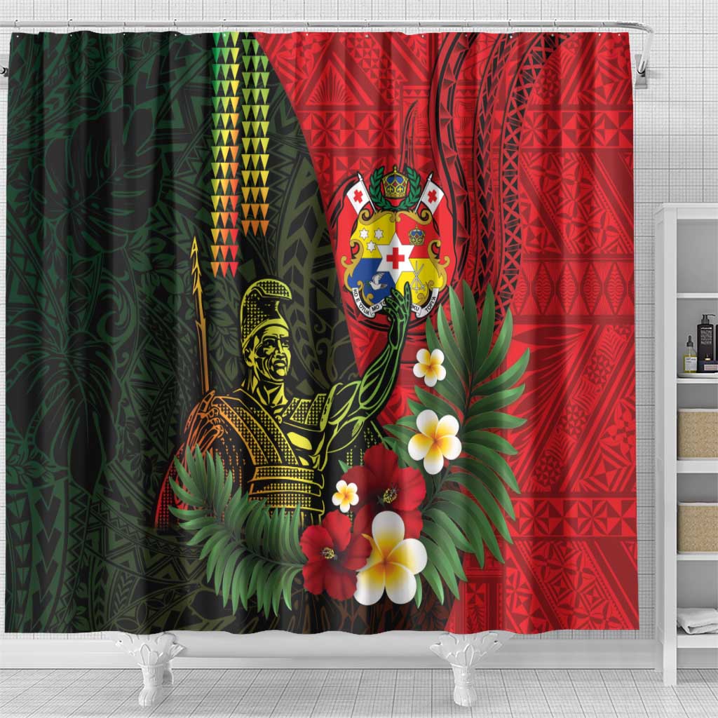 Hawaii And Tonga Shower Curtain King Kamehameha Tribal Ngatu Pattern LT14 - Polynesian Pride