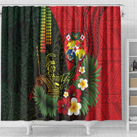 Hawaii And Tonga Shower Curtain King Kamehameha Tribal Ngatu Pattern LT14 - Polynesian Pride
