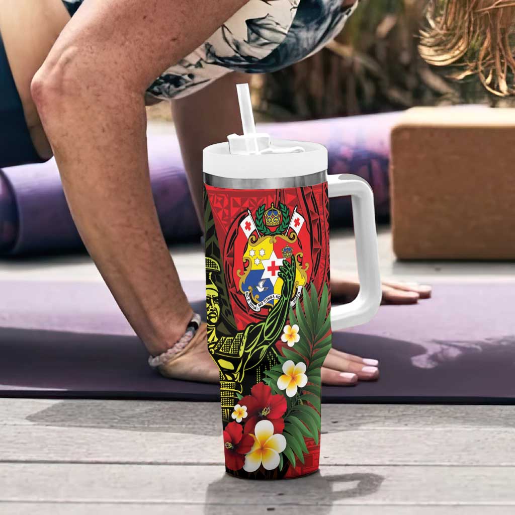 Hawaii And Tonga Tumbler With Handle King Kamehameha Tribal Ngatu Pattern