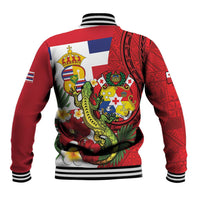 Hawaii And Tonga Baseball Jacket King Kalakaua Tribal Gecko Tongan Ngatu