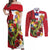 Hawaii And Tonga Couples Matching Off Shoulder Maxi Dress and Long Sleeve Button Shirt King Kalakaua Tribal Gecko Tongan Ngatu