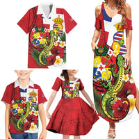 Hawaii And Tonga Family Matching Summer Maxi Dress and Hawaiian Shirt King Kalakaua Tribal Gecko Tongan Ngatu