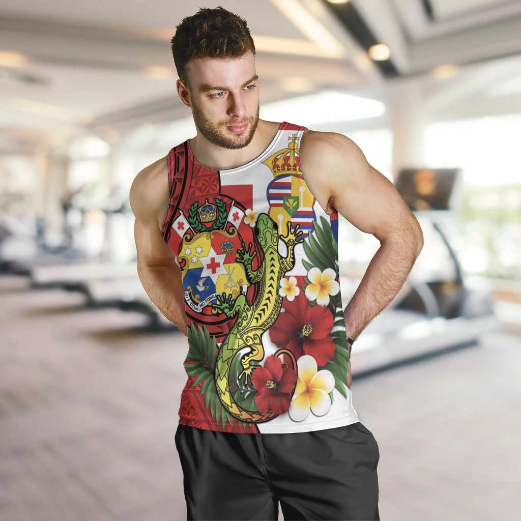 Hawaii And Tonga Men Tank Top King Kalakaua Tribal Gecko Tongan Ngatu