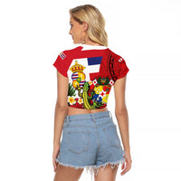 Hawaii And Tonga Raglan Cropped T Shirt King Kalakaua Tribal Gecko Tongan Ngatu
