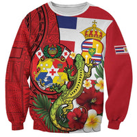 Hawaii And Tonga Sweatshirt King Kalakaua Tribal Gecko Tongan Ngatu