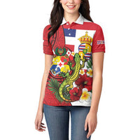 Hawaii And Tonga Women Polo Shirt King Kalakaua Tribal Gecko Tongan Ngatu LT14 - Polynesian Pride