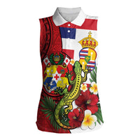 Hawaii And Tonga Women Sleeveless Polo Shirt King Kalakaua Tribal Gecko Tongan Ngatu
