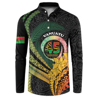 Personalised Vanuatu Independence Day Button Sweatshirt July 30 Pig Tusk Long God Yumi Stanap