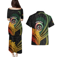 Personalised Vanuatu Independence Day Couples Matching Puletasi and Hawaiian Shirt July 30 Pig Tusk Long God Yumi Stanap