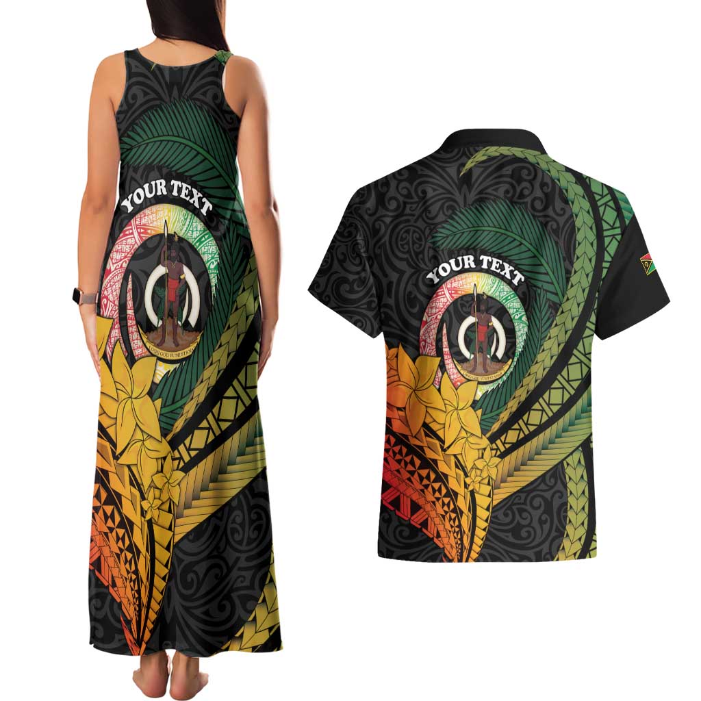 Personalised Vanuatu Independence Day Couples Matching Tank Maxi Dress and Hawaiian Shirt July 30 Pig Tusk Long God Yumi Stanap