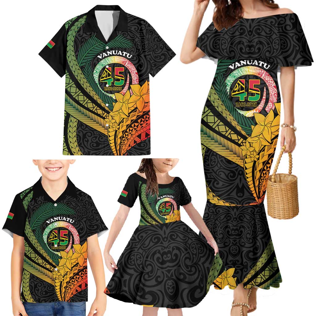 Personalised Vanuatu Independence Day Family Matching Mermaid Dress and Hawaiian Shirt July 30 Pig Tusk Long God Yumi Stanap LT14 - Polynesian Pride