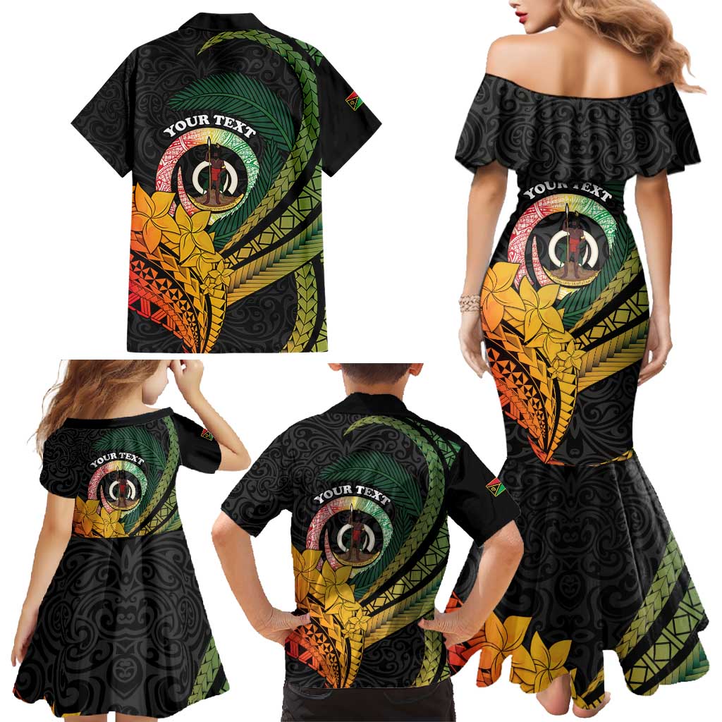 Personalised Vanuatu Independence Day Family Matching Mermaid Dress and Hawaiian Shirt July 30 Pig Tusk Long God Yumi Stanap LT14 - Polynesian Pride